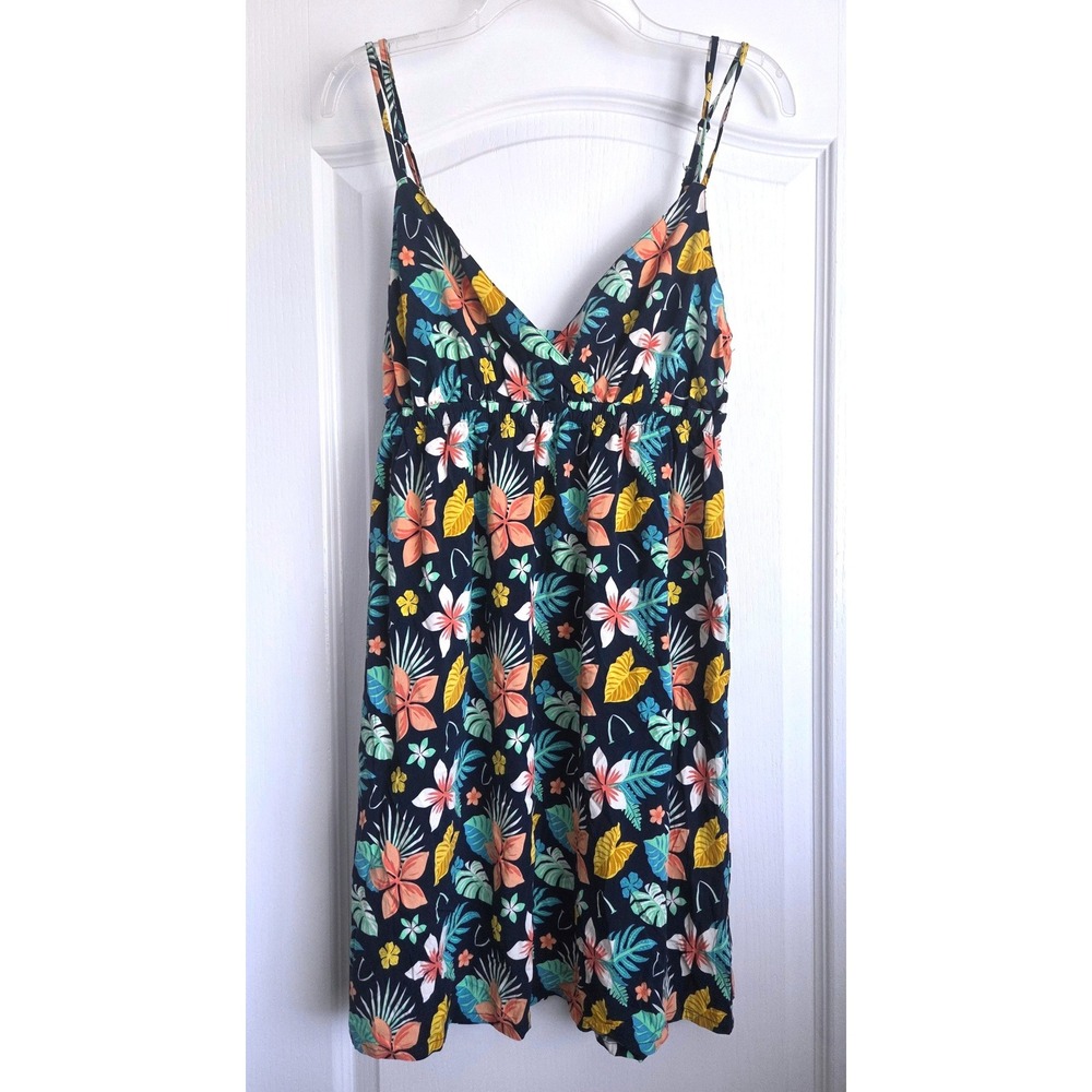 Disney Aulani Resort Ko Olina Hawaii Floral Tropical Sundress Navy Blue Sz M